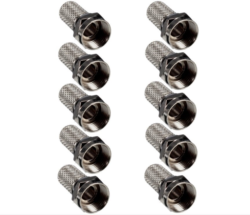 10 Lot F type RG6 Twist On Coax Coaxial Cable RF Connector Plug Antenna TV CCTV