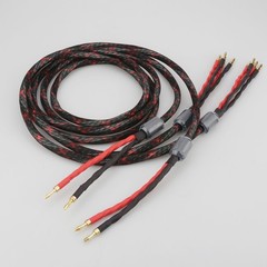 Pair HiFi Audio Bi-wire 16Cores OFC Copper Speaker Cable 2 to 4 Banana Plug
