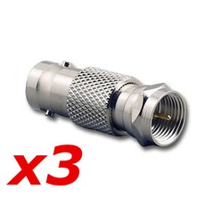 3 Pack – BNC Female Jack to F-Type Male Plug Coax Adapter Radio Connector RG59/6