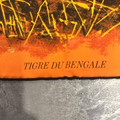 Hermes Calle90 Scarf Bengal Tiger Orange 15541 90cm x 90cm Silk Orange Color Sca