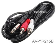 15ft 1/4″ TRS Stereo Male to 2-RCA (Left/Right) Male Audio Cable, AV-YR215B