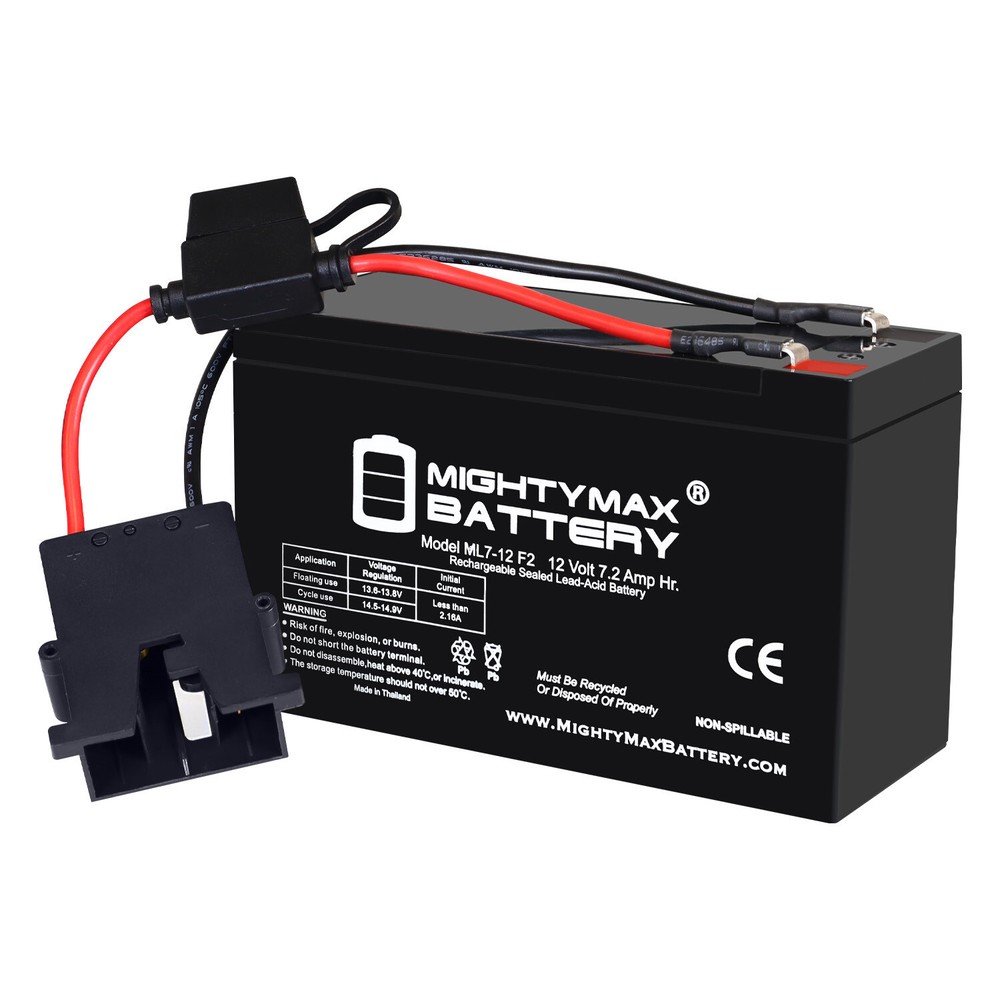 Mighty Max Replacement for 12V Power Wheels 12v 7ah RideOnToy battery and wire