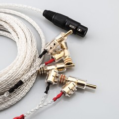OCC Silver Plated HiFi Audio Speaker Cable 4Pin XLR Female to 4 Banana Connector