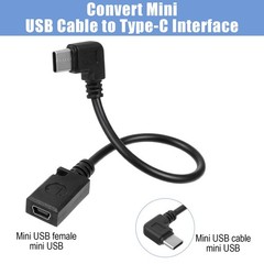 Mini USB to C Adapter – 90 Degree USB-Type-C Male 5.9in, black