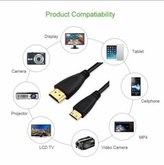 Mini HDMI to HDMI 5FT Cable High Speed 1080p FOR HDTV Gold Plated 5 feet 1.5M