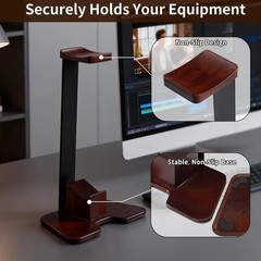 Caspe Headset Stand for Desk Headphone Stand Wood Personalized Father’s Day Gift