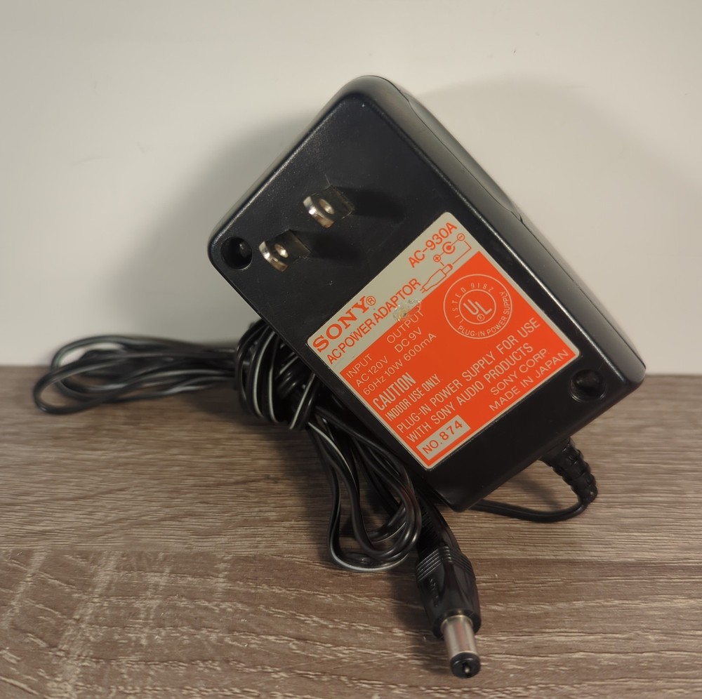 SONY AC Power Adaptor AC-930A 120v 60Hz 9w DC9v 600ma For CD Media Players OEM