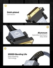 Durable Bi-Directional HDMI to DVI Cable 3FT – 24K Gold-Plated for Clear Signals