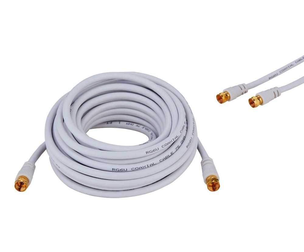RG6 DUAL Shield Coax Cable White TV Antenna Satellite 3ft-100ft Multi-Pack Lot