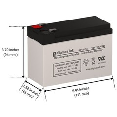 SigmasTek SP12-7.5(T2) SLA Battery Replacement Set of 2 for CyberPower RB1280X2B