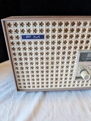 Vintage General Electric AM FM Tube Radio Cocoa Working Rare 8* 13* 5.5 In