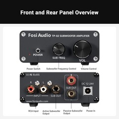 Fosi Audio TP-02 Subwoofer Amplifier Mini Digital Sub Bass Integrated Amp 220W