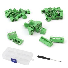 54 Pcs 2.54mm Pitch PCB Mount Screw Terminal Block Connector, 2P 3P 4P 5P 10P…
