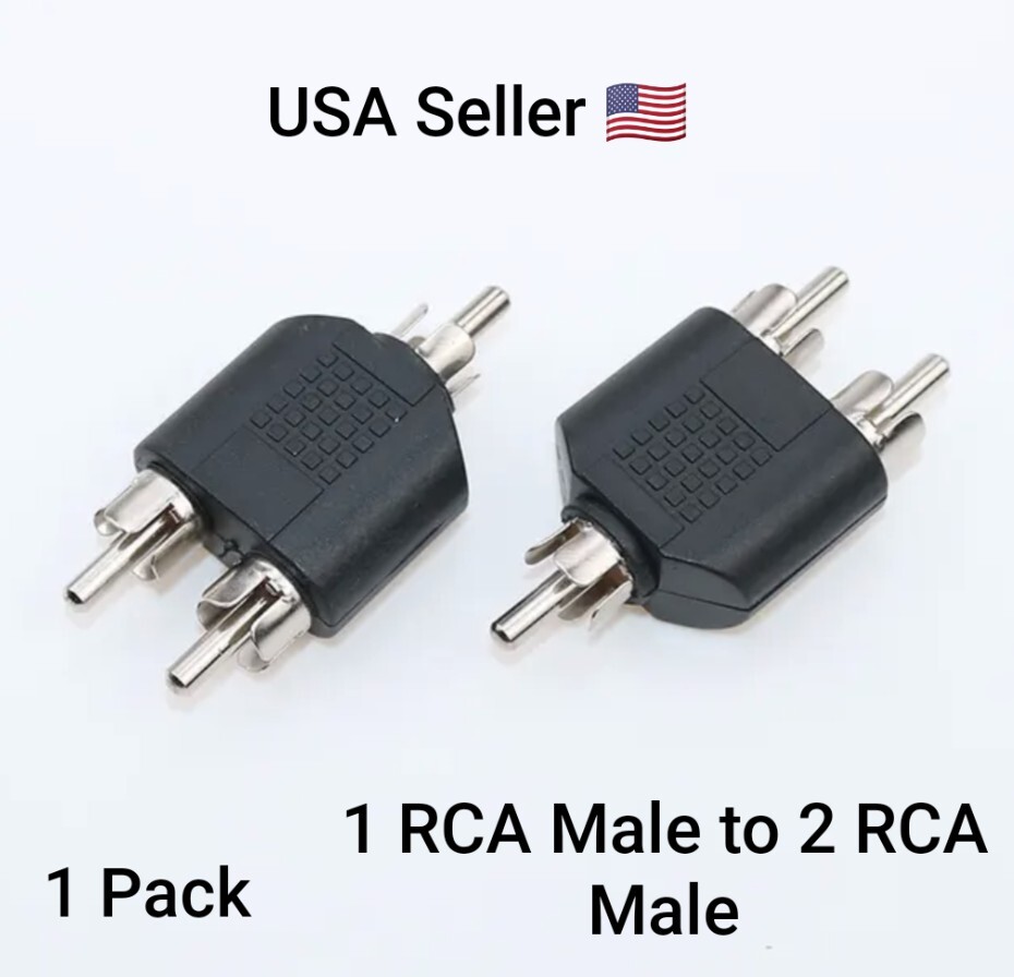 Audio Connectors Adapter Plug RCA Y Splitter AV Audio Converter 1Male to 2Male