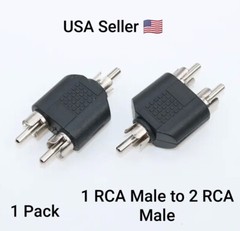 Audio Connectors Adapter Plug RCA Y Splitter AV Audio Converter 1Male to 2Male