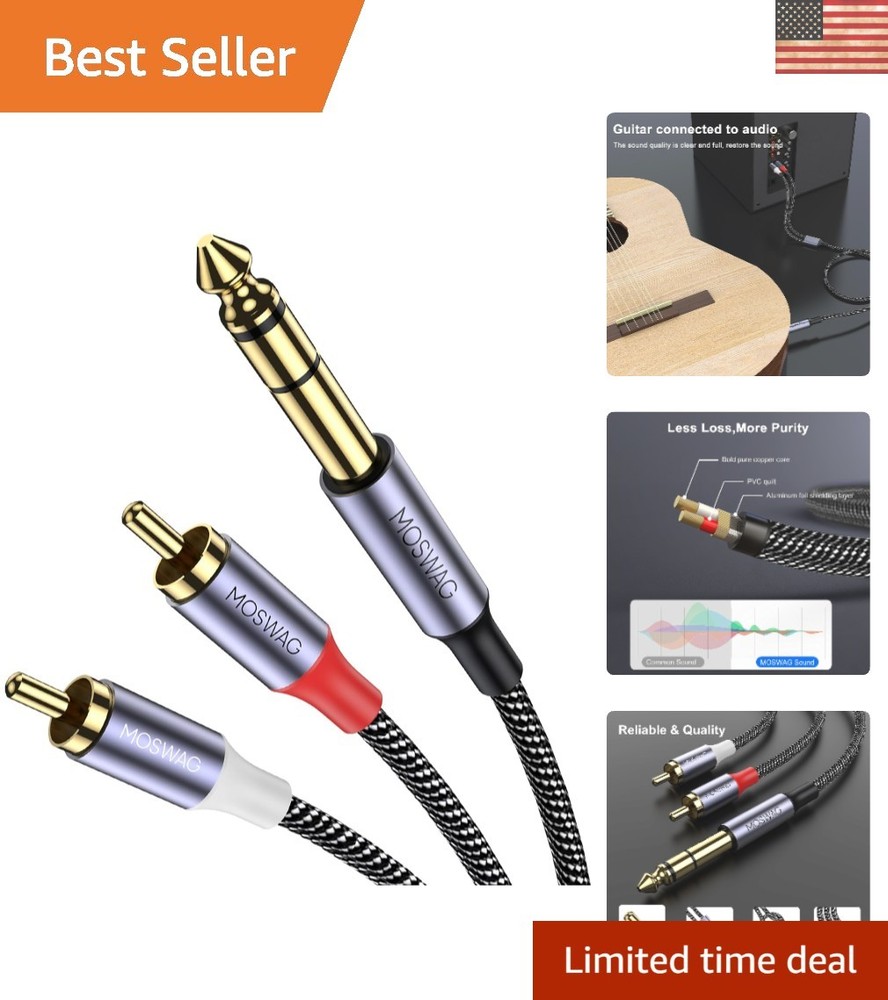 Durable 6.6FT Gold-Plated 1/4 TRS to RCA Y Splitter – Superior Sound Performance