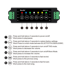 Herdio 4-Channel Bluetooth Amplifier Receiver USB AUX Audio System Device