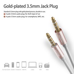 3.5mm Aux Auxiliary Male To Male Stereo Audio Cable In-line Control Cell Phone