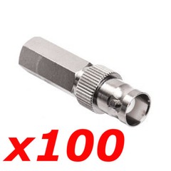 100 Pack Lot – BNC Female Twist-On Connector End RG6 Coax Cable CCTV Camera DVR