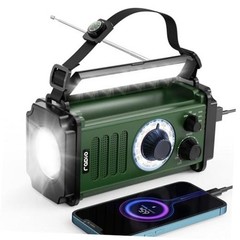 10000mAh/37000mWh Emergency Radio – Solar Radio – Hand Crank – Dark Green