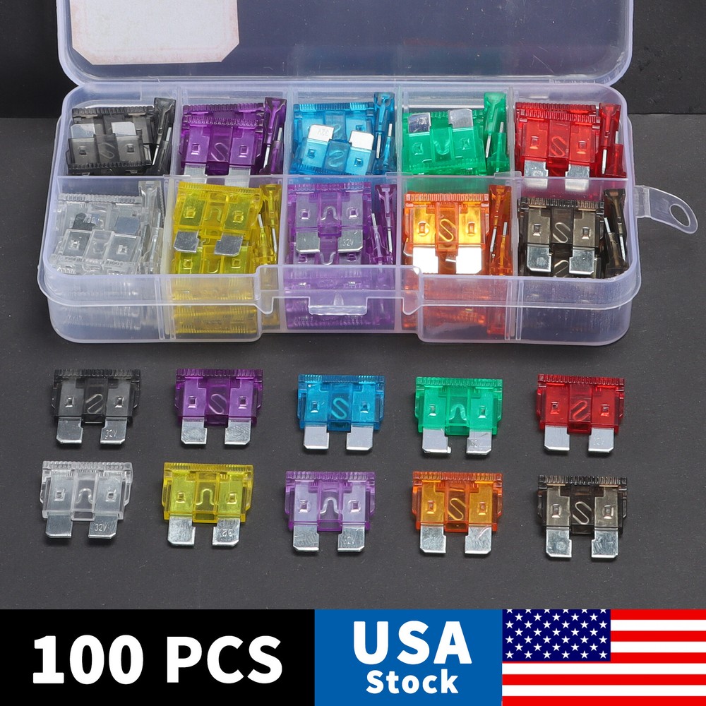 100pcs Car Automotive Medium Standard Fuses Auto Blade Fuse Assortment Kit APM