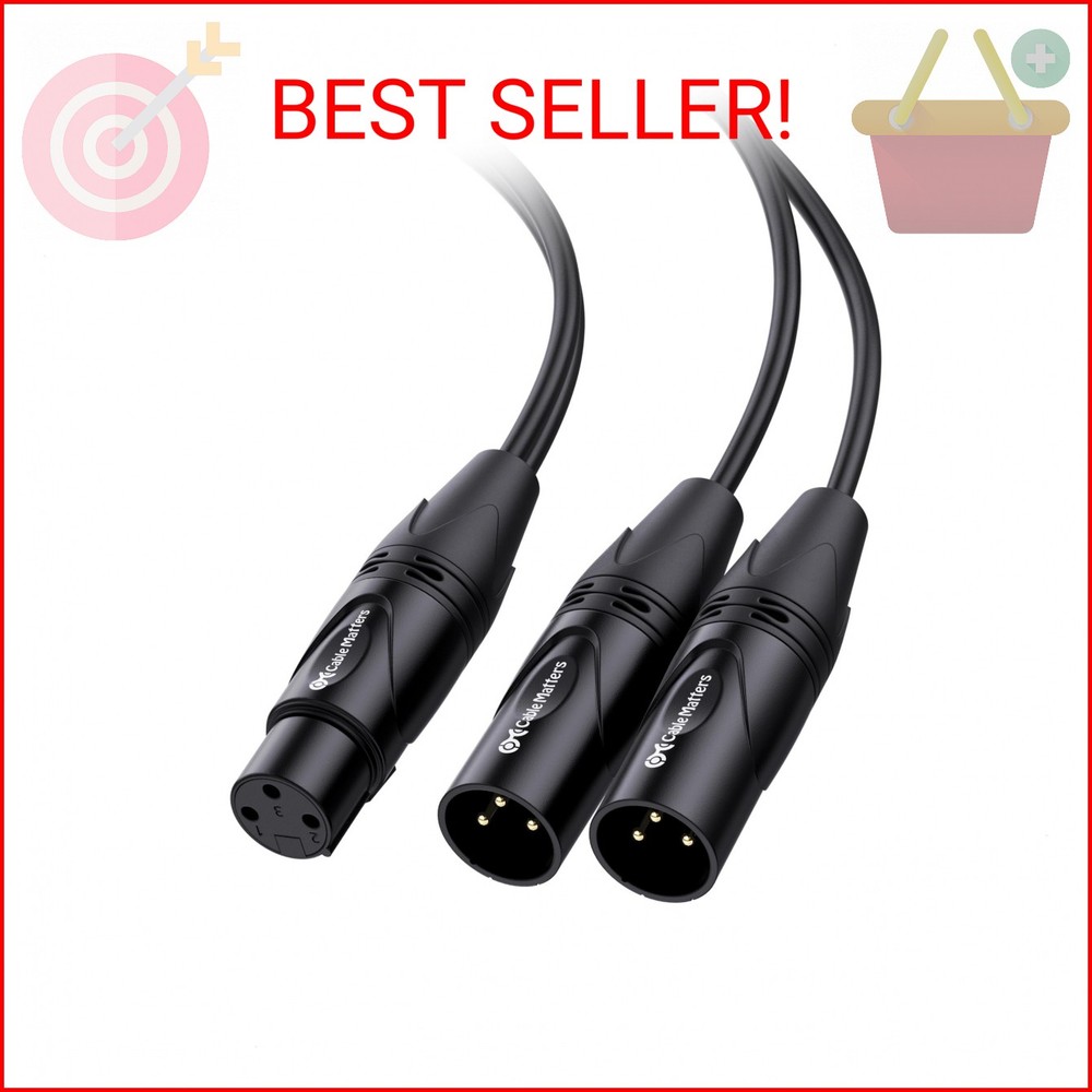Cable Matters Balanced XLR Splitter Cable – 1.5ft / 0.5m, XLR Y Cable 2 Male to