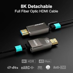 RUIPRO 8K Detachable Full Fiber Optic Armored HDMI 2.1 Cable 40FT, Ultra High…