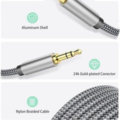 Aux Cord 4ft, 3.5mm Audio Cable Nylon Braided Male to Male for Car Headphones