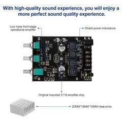 Bluetooth 5.0 Mini Stereo Amplifier 50W+50W, 2.0 Channel Audio Board, DIY Home S
