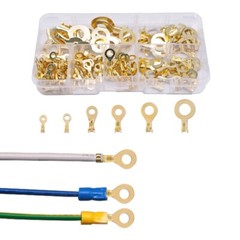 150Pcs None Insulated Rings Terminals for Crimp Solid wire or Stranded wire