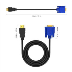 6FT HDMI Male to VGA Male Converter Adapter 1080P Cable for PC Monitor HDTV Roku