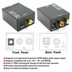 Digital Optical Coaxial to Analog RCA L/R Audio Converter Adapter w/ Fiber Cable