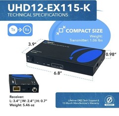 4K@60hz 1×2 HDMI Extender Splitter – 115ft (cat6)-UHD12-EX115-K