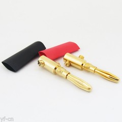 100pcs Gold Plated Copper 4mm Banana Plug Speaker Cable Connector w/Heatshrink