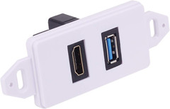 HDMI USB 3.0 Wall Plate, 1 Port HDMI Female + 1 Port USB Female Video Component