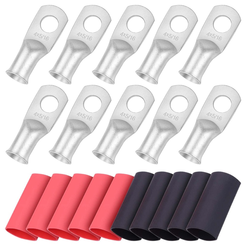 10pcs 4 Guage 5/16″ Wire Lugs Ring Terminal Connectors Ends 4 AWG Heavy Duty …
