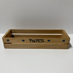 Vtg Cassette Tape Wood Crate Storage Holder Hand Painted Tole Houses Holds 16