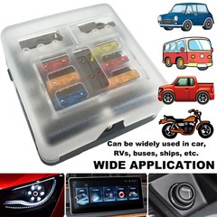 6/ 12 Way Blade Fuse Box Block Holder LED Car Boat Power Distribution Panel 12V