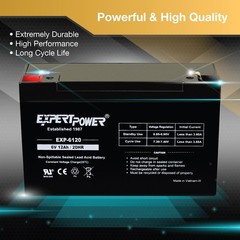 USED – ExpertPower 6V 12AH F1 AGM Rechargeable Battery TESTED