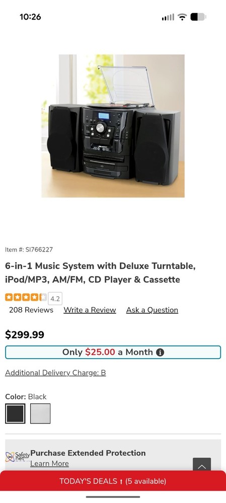 GoldSound AHVVE Compact Stereo System CD Player, Dual Cassette, Phono