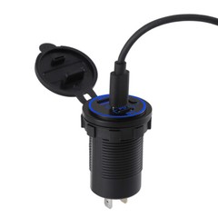 12V-24V QC3.0 + PD USB C Car Fast Charger Power Socket Outlet for Boat RV Lot