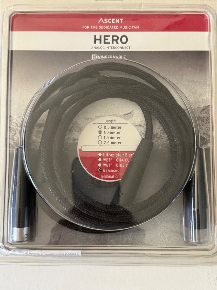 Kimber Kable Hero Interconnect Cable – 1.0 Meter, XLR to XLR, Pair