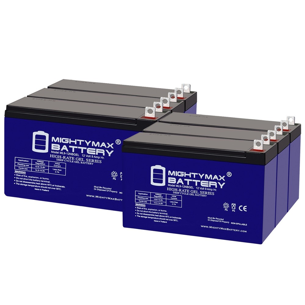 Mighty Max 12V, 9Ah, GEL, NB Battery Compatible with Stanley Tools J309 – 6 Pack