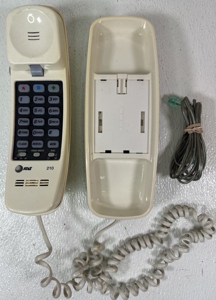 VTG AT&T 210M Trimline White Telephone Corded Lighted Keypad 13 # MEMORY 2000