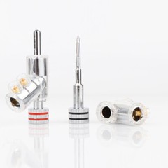 8pcs Rhodium Plated Locking Speaker Banana Plug Welding Free Audio Connector