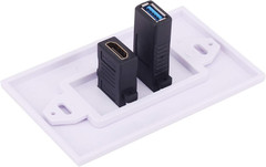 HDMI USB 3.0 Wall Plate, 1 Port HDMI Female + 1 Port USB Female Video Component
