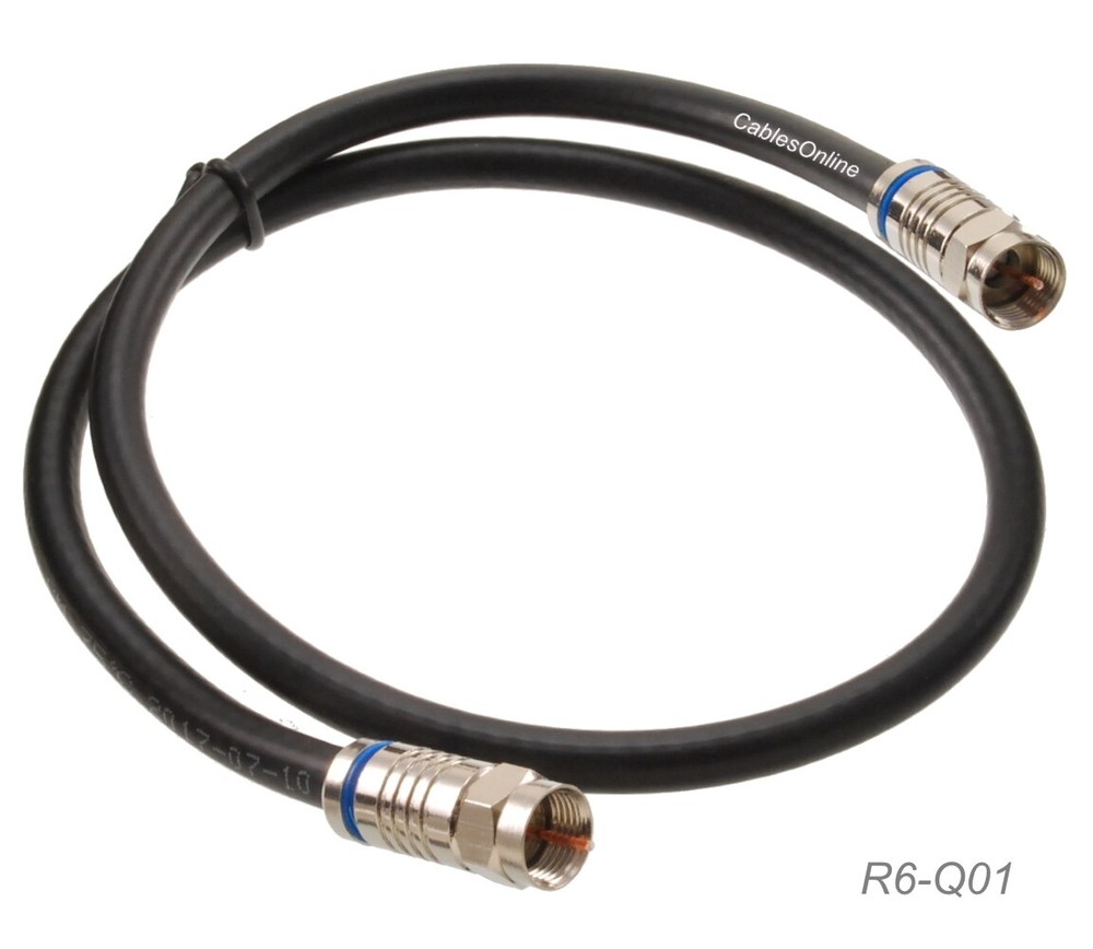 1 ft. Heavy-Duty RG6/U F-Type Male to Male 75-ohm, CL2, Coaxial Cable