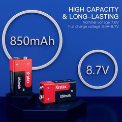 4 x 9V Block 850mAh 9v Li-ion Rechargeable Batteries 4-Slot 9-Volt Charger