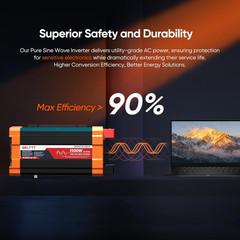 1500W Pure Sine Wave Inverter 12V to 120V AC, Inverter 12V to 110V Converter for