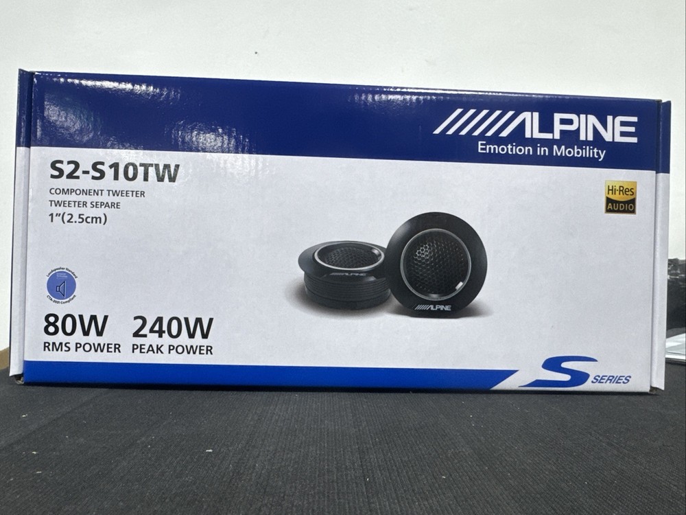 Alpine S-S10TW, S Series 1″ Component Dome Tweeter – 240W